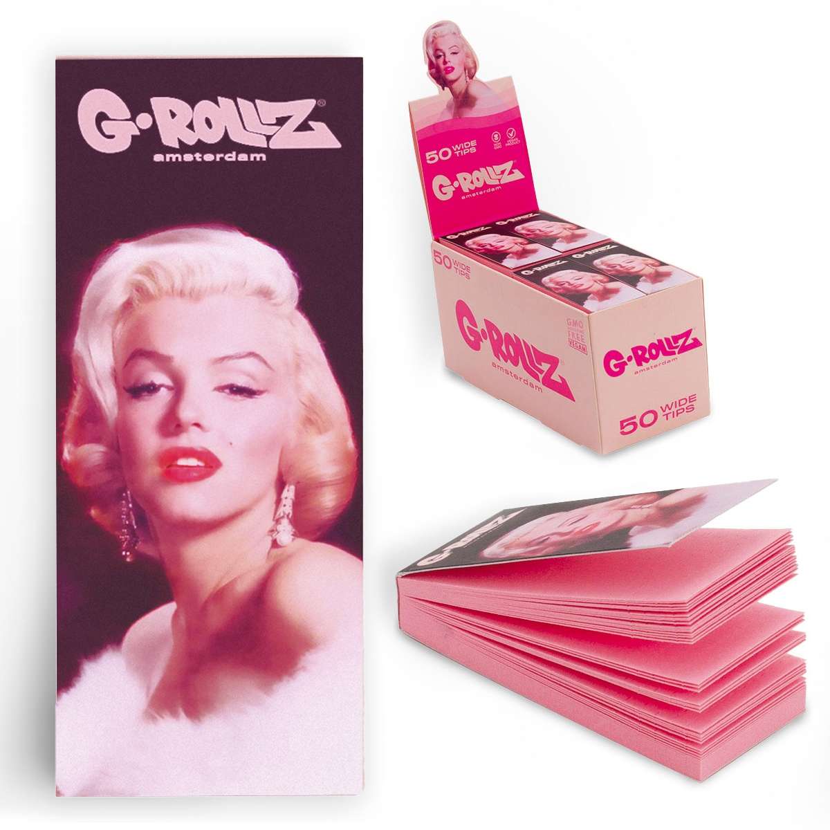 G-Rollz | 'Fabulous Face' Pink Filter Tips 2,5 X 6cm 50 Tips Book